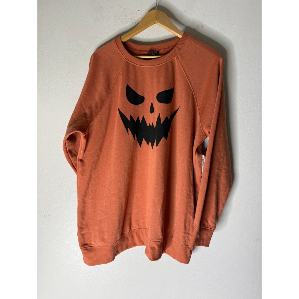 Torrid Pumpkin Classic Cozy Fleece Raglan Sweatshirt Aragon Orange 1X 14-16 NEW